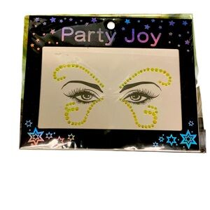 Party Joy Yellow Face Jewels, butterfly theme
